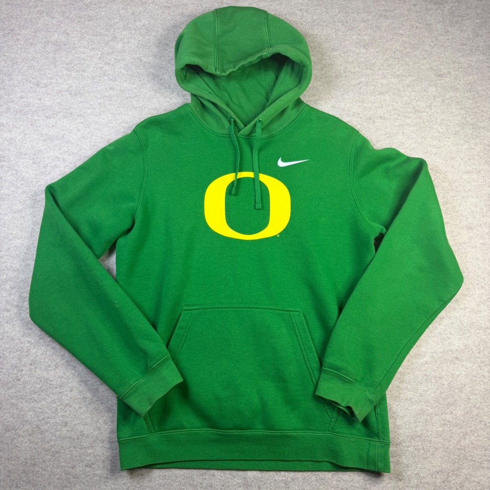 Nike Oregon Ducks Hoodie Mens Small Green Yellow O Logo Pullover Fleece Swish